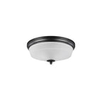 Regent Lourdes 2 Light 340mm Flush Ceiling Light - Satin Black / Frosted