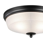 Regent Lourdes 2 Light 340mm Flush Ceiling Light - Satin Black / Frosted
