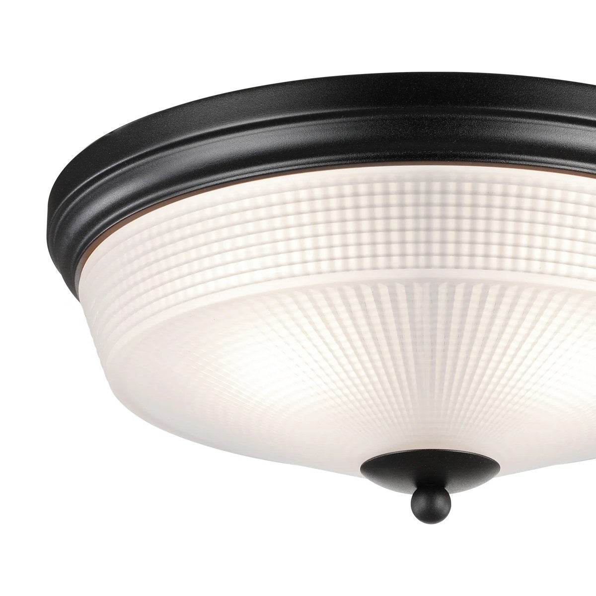 Regent Lourdes 2 Light 340mm Flush Ceiling Light - Satin Black / Frosted