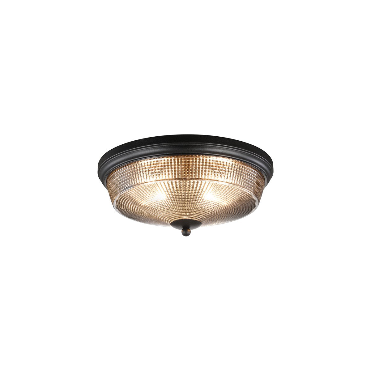 Regent Lourdes 2 Light 340mm Flush Ceiling Light - Satin Black / Smoke