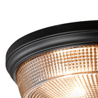Regent Lourdes 2 Light 340mm Flush Ceiling Light - Satin Black / Smoke