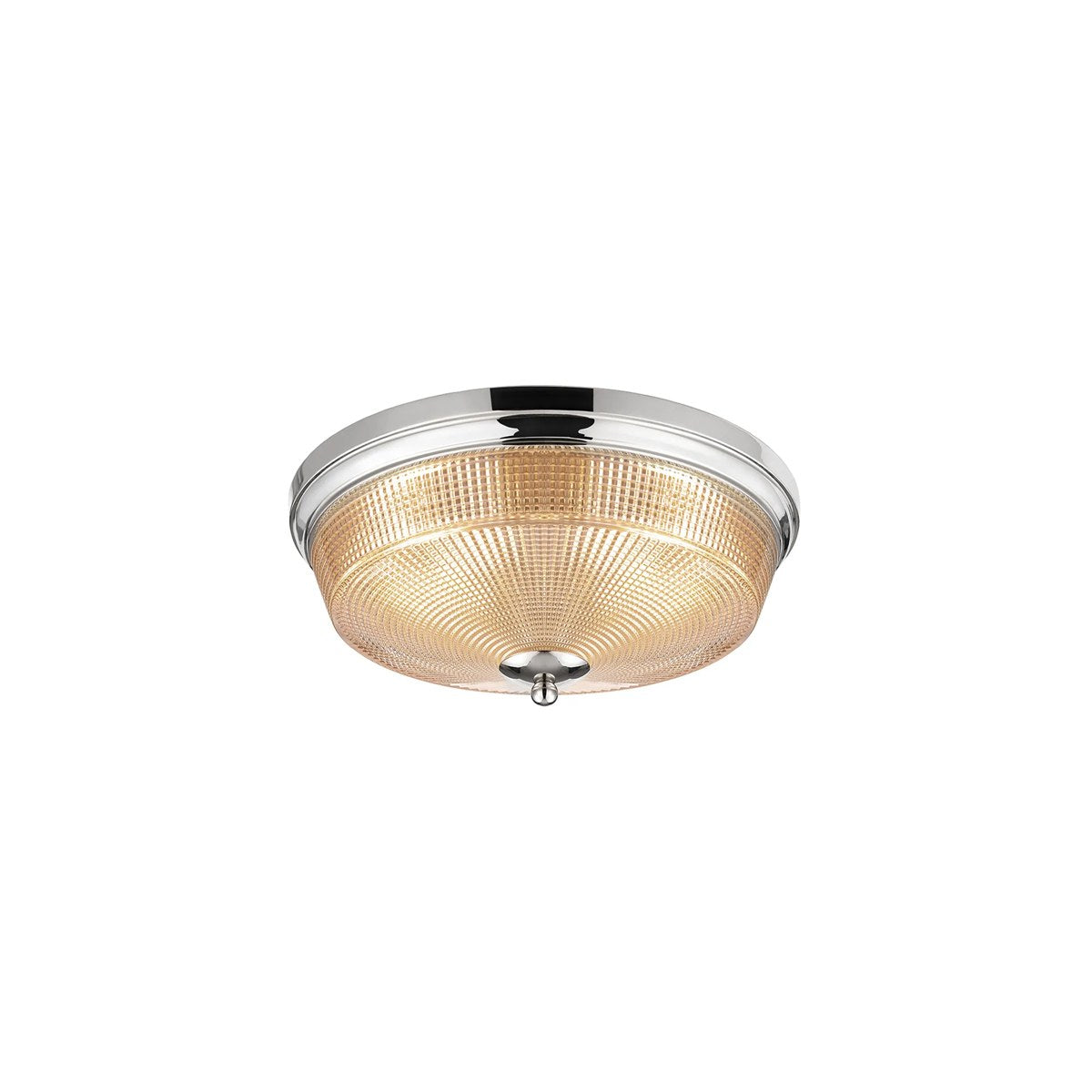 Regent Lourdes 2 Light 340mm Flush Ceiling Light - Polished Nickel / Amber