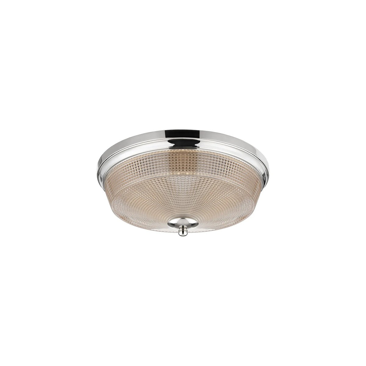 Regent Lourdes 2 Light 340mm Flush Ceiling Light - Polished Nickel / Amber