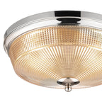 Regent Lourdes 2 Light 340mm Flush Ceiling Light - Polished Nickel / Amber