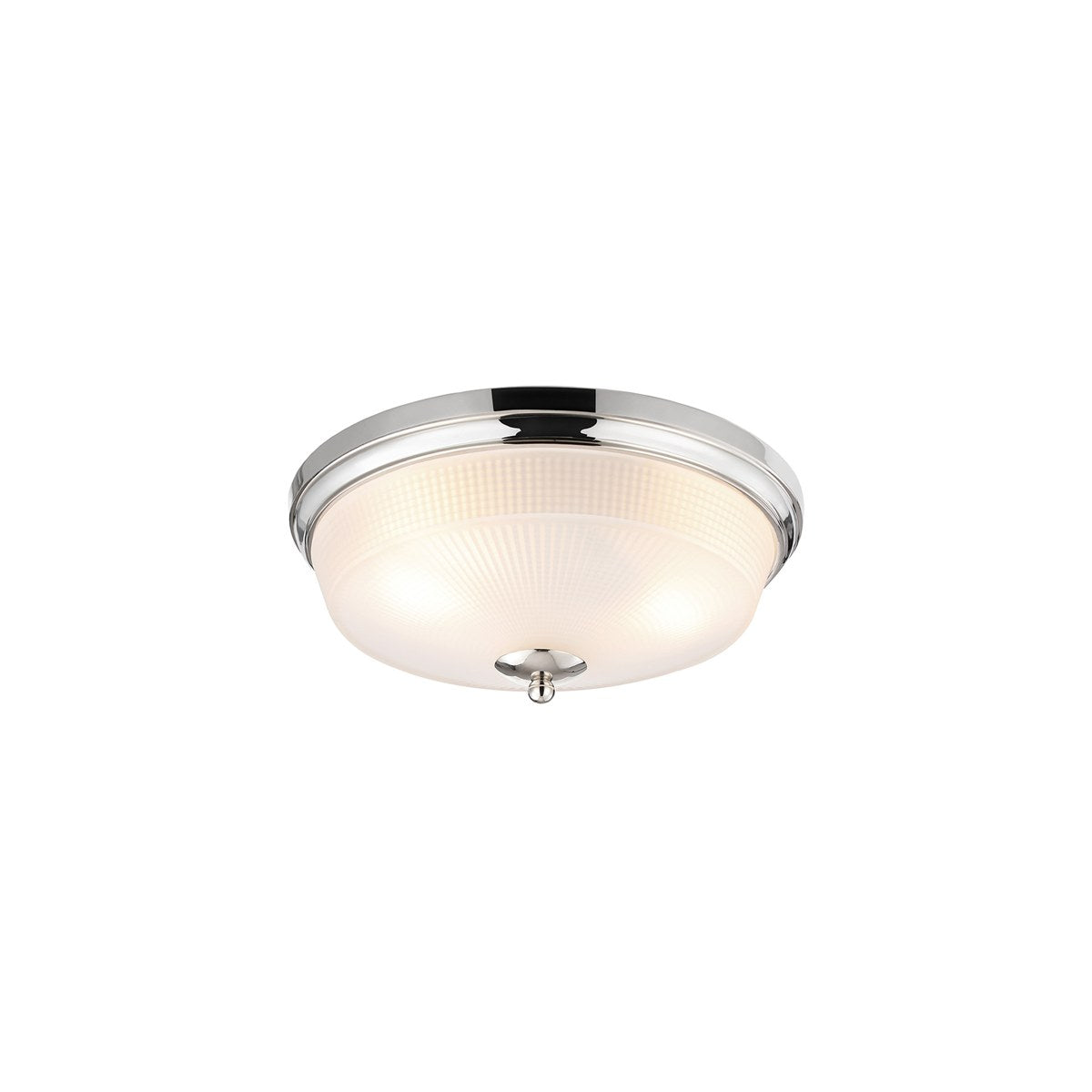Regent Lourdes 2 Light 340mm Flush Ceiling Light - Polished Nickel / Frosted