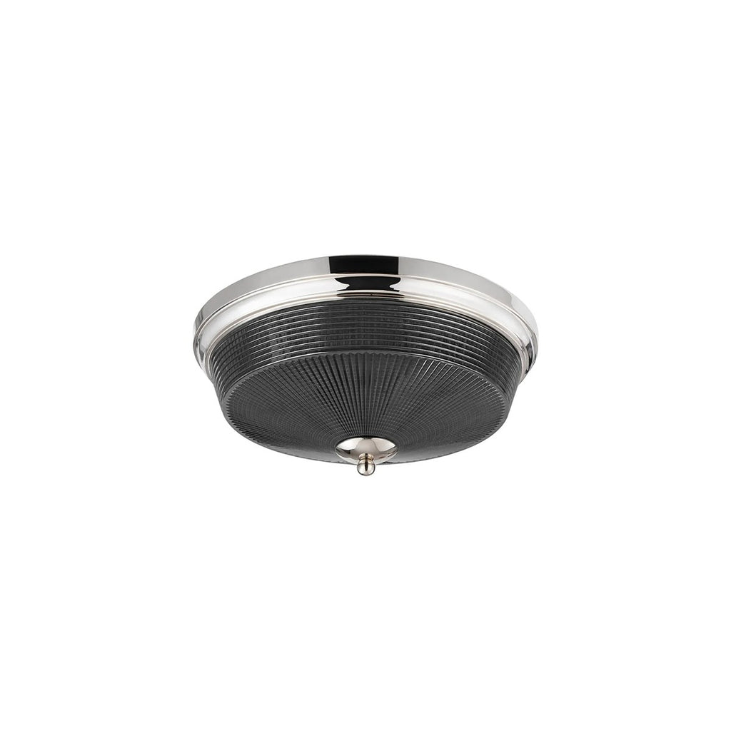 Regent Lourdes 2 Light 340mm Flush Ceiling Light - Polished Nickel / Smoke