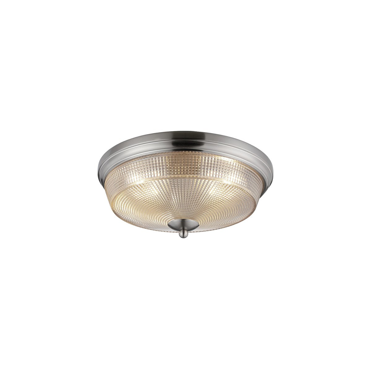 Regent Lourdes 2 Light 340mm Flush Ceiling Light - Satin Nickel / Amber
