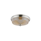 Regent Lourdes 2 Light 340mm Flush Ceiling Light - Satin Nickel / Amber