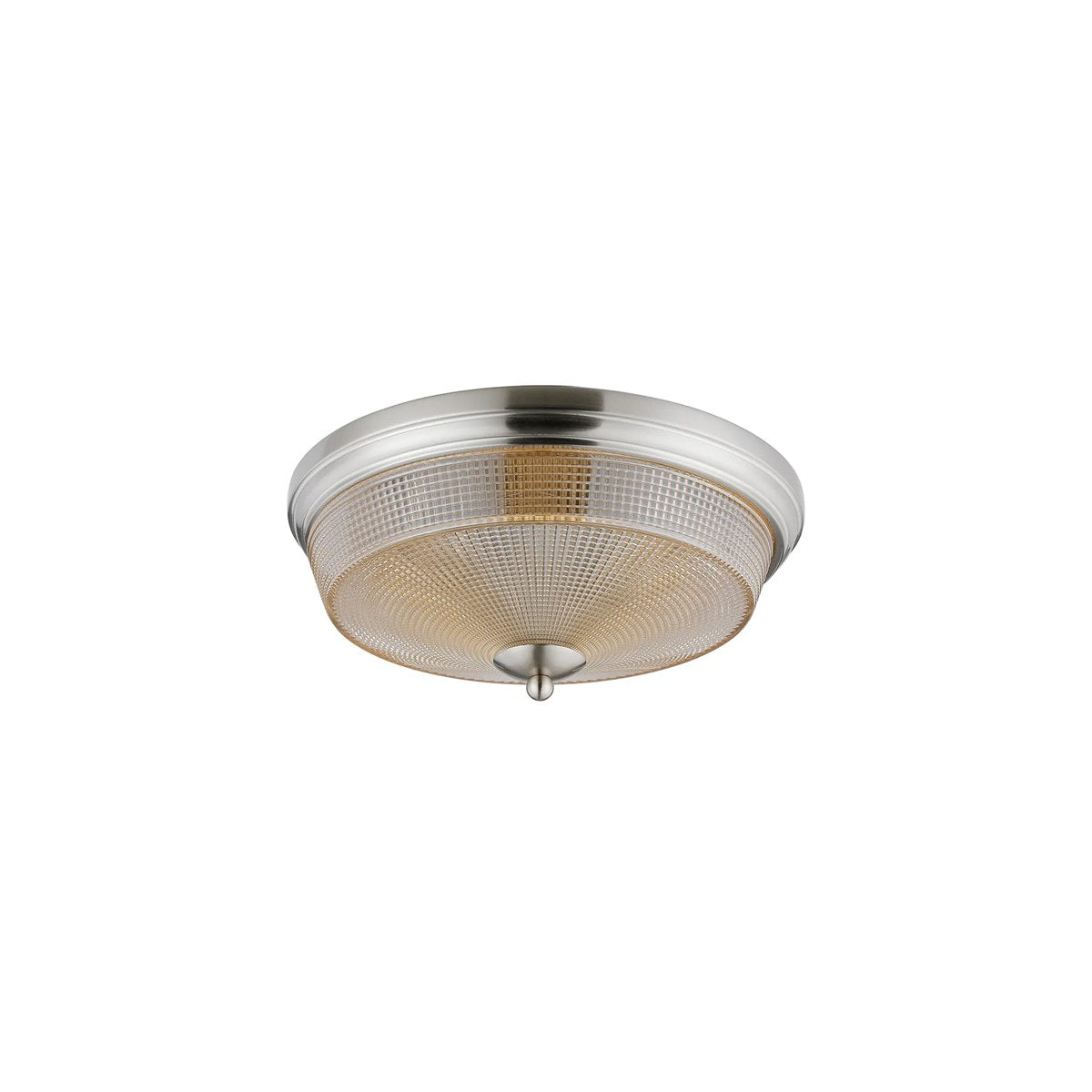 Regent Lourdes 2 Light 340mm Flush Ceiling Light - Satin Nickel / Amber