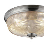 Regent Lourdes 2 Light 340mm Flush Ceiling Light - Satin Nickel / Amber