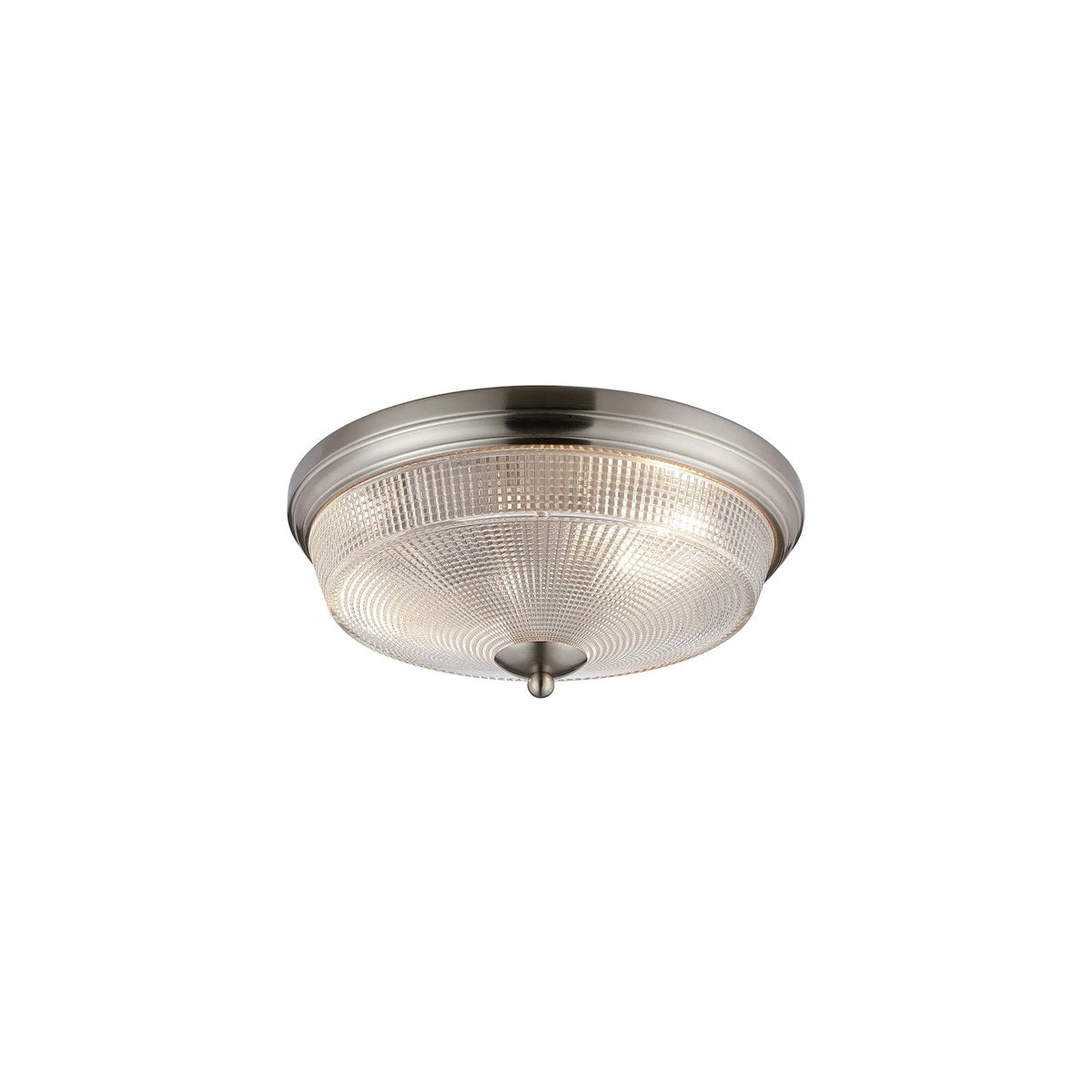 Regent Lourdes 2 Light 340mm Flush Ceiling Light - Satin Nickel / Clear