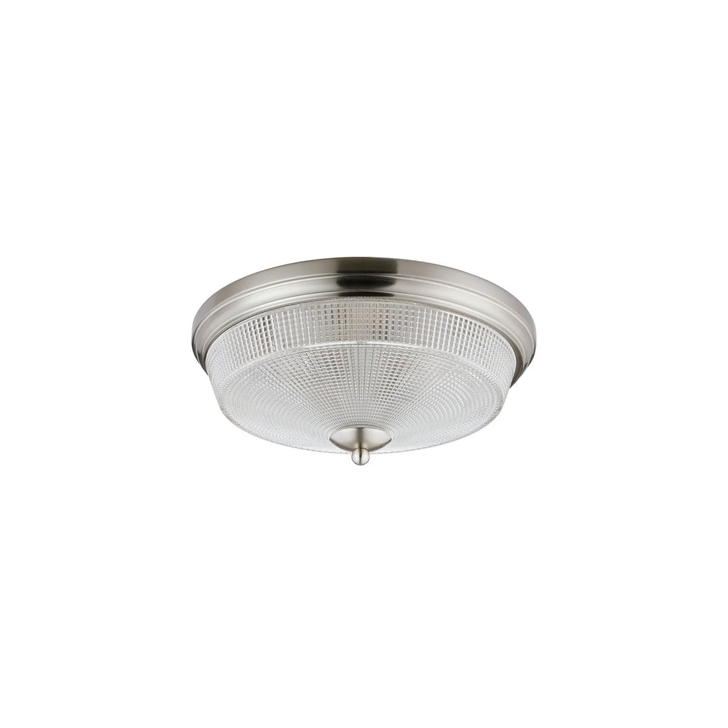Regent Lourdes 2 Light 340mm Flush Ceiling Light - Satin Nickel / Clear