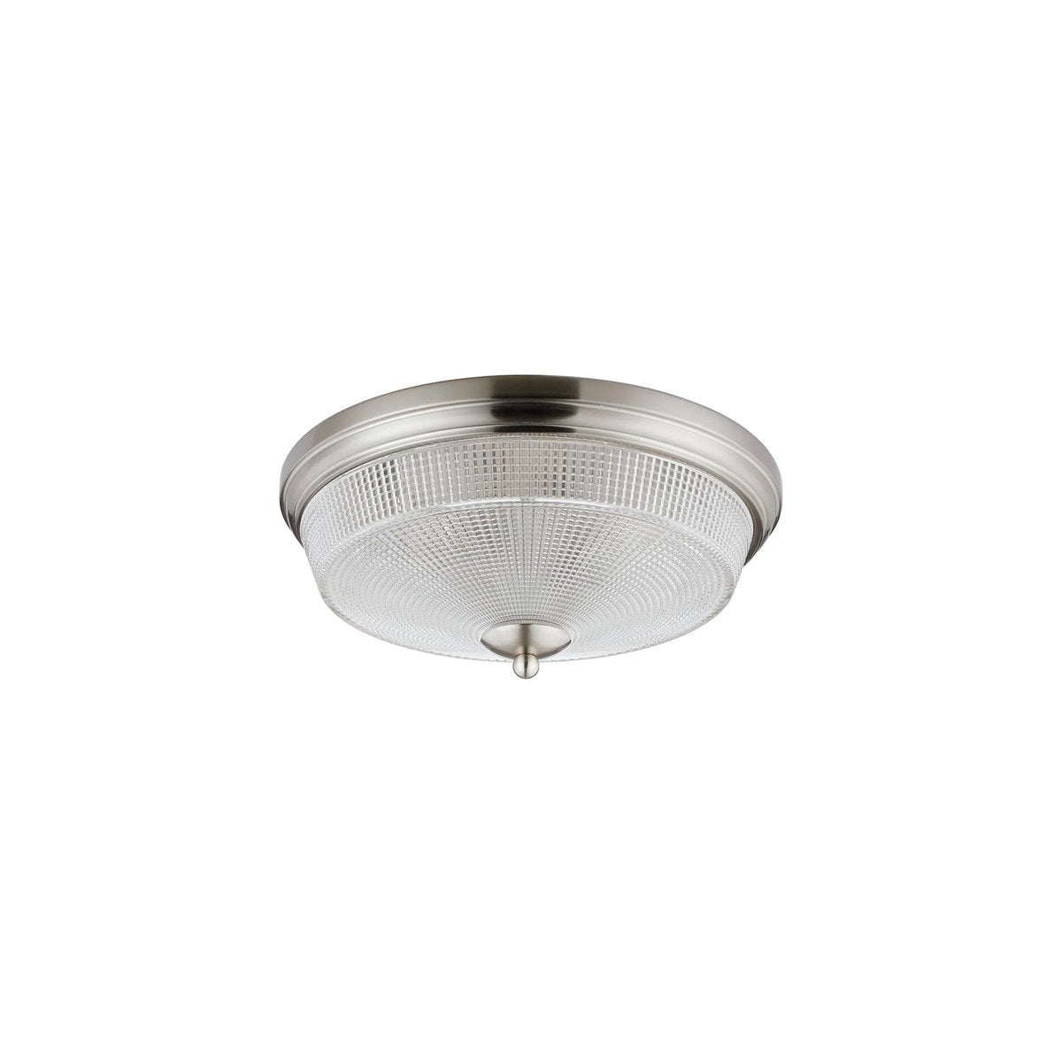 Regent Lourdes 2 Light 340mm Flush Ceiling Light - Satin Nickel / Clear