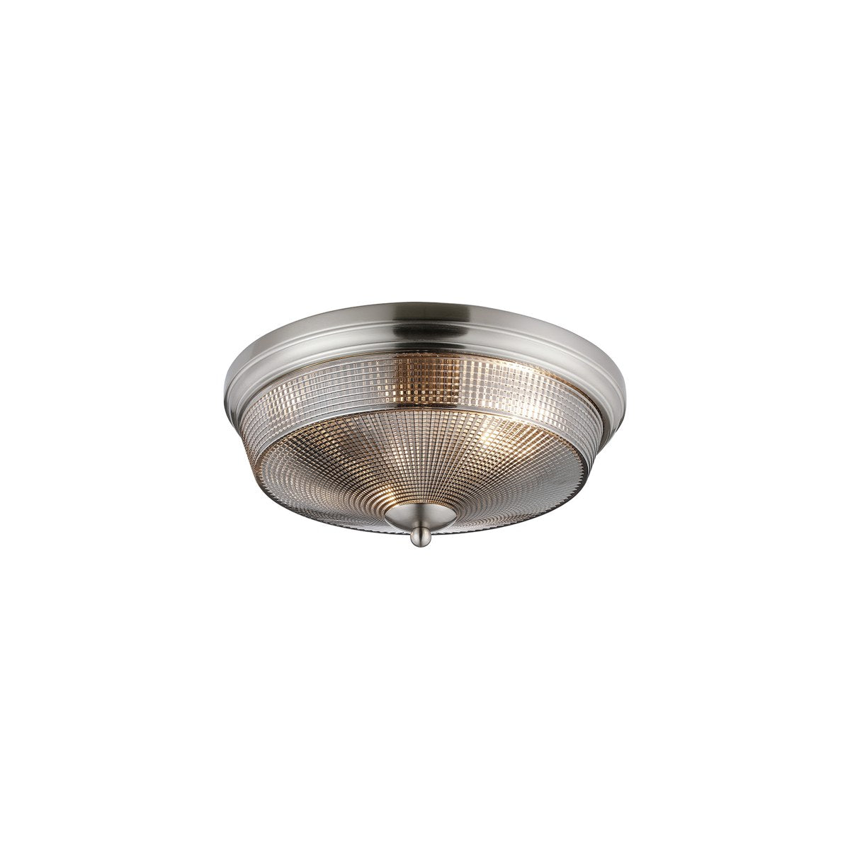 Regent Lourdes 2 Light 340mm Flush Ceiling Light - Satin Nickel / Smoke