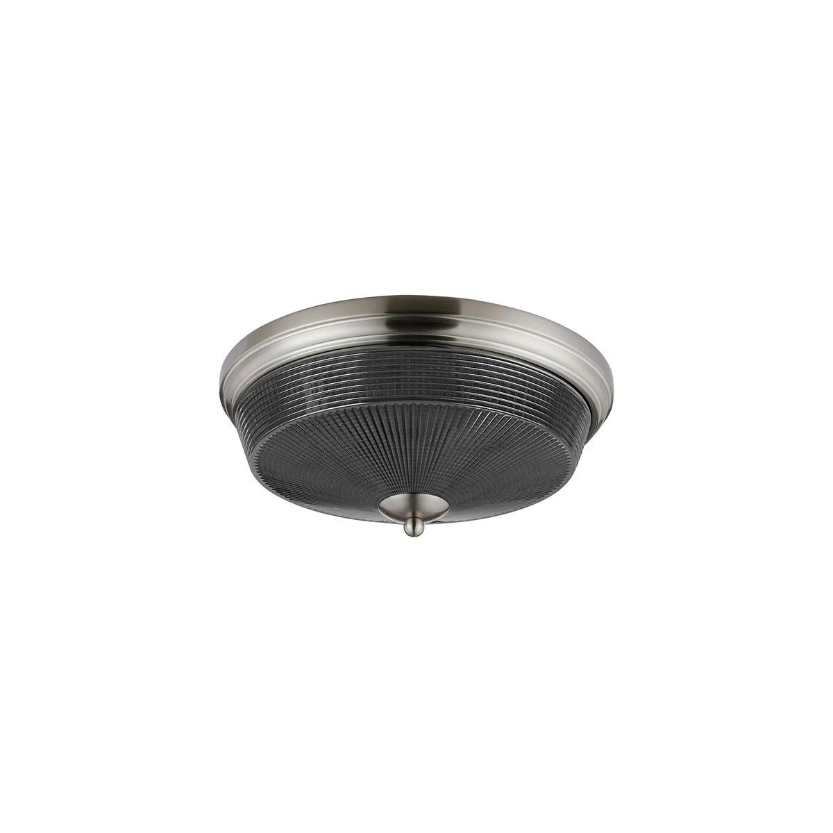 Regent Lourdes 2 Light 340mm Flush Ceiling Light - Satin Nickel / Smoke