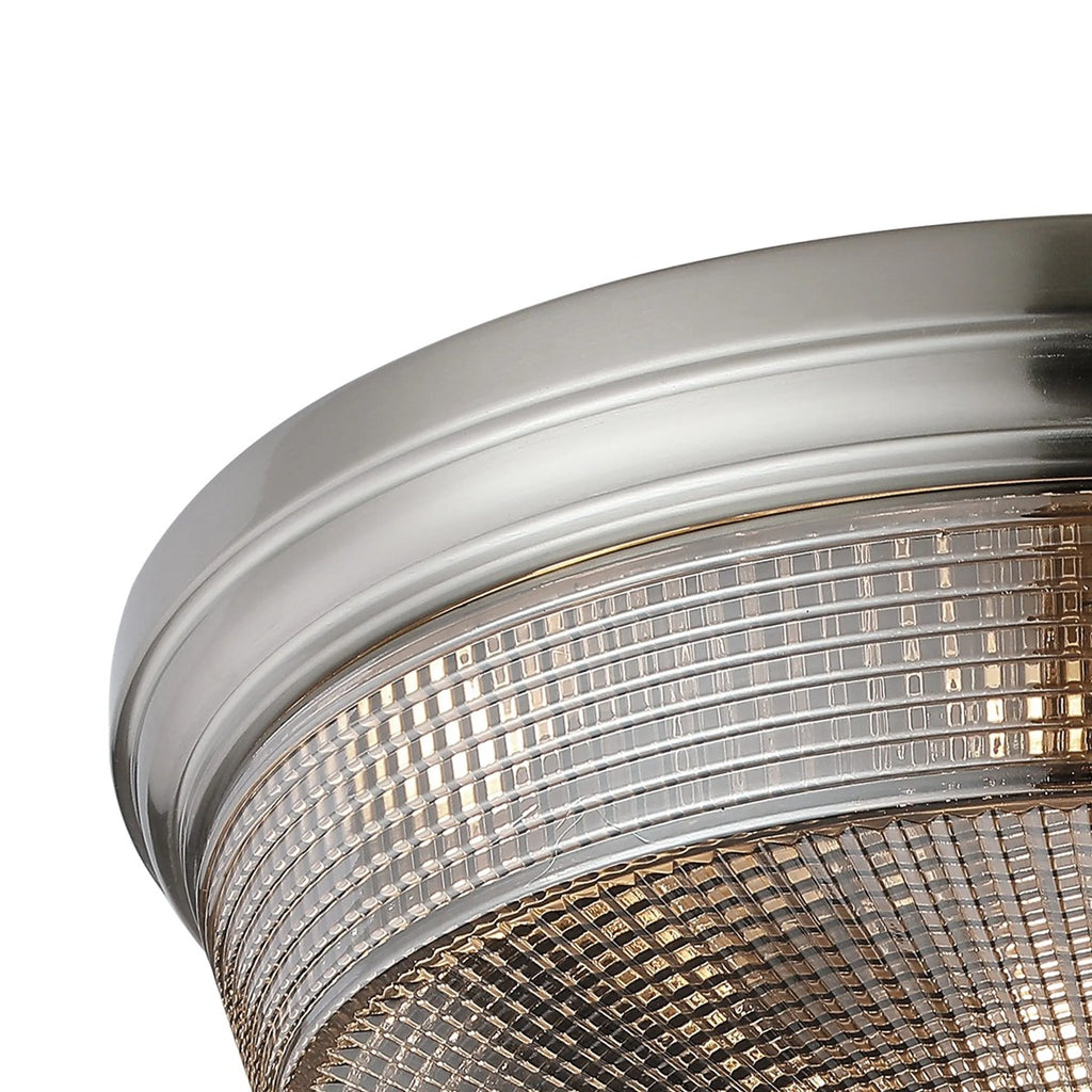 Regent Lourdes 2 Light 340mm Flush Ceiling Light - Satin Nickel / Smoke