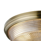 Regent Lourdes 3 Light 438mm E27 Flush Ceiling Light - Antique Brass / Amber