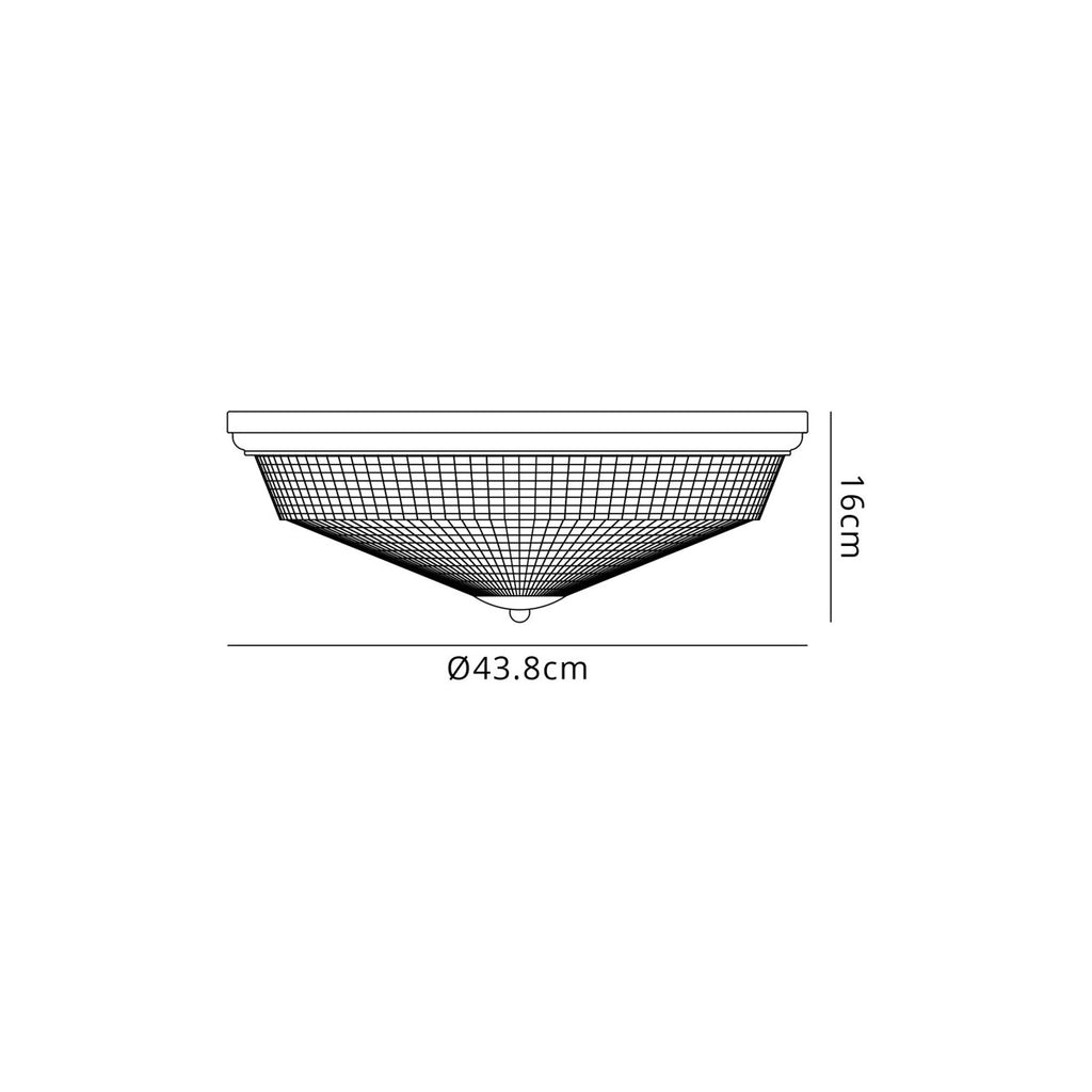 Regent Lourdes 3 Light 438mm E27 Flush Ceiling Light - dimensions