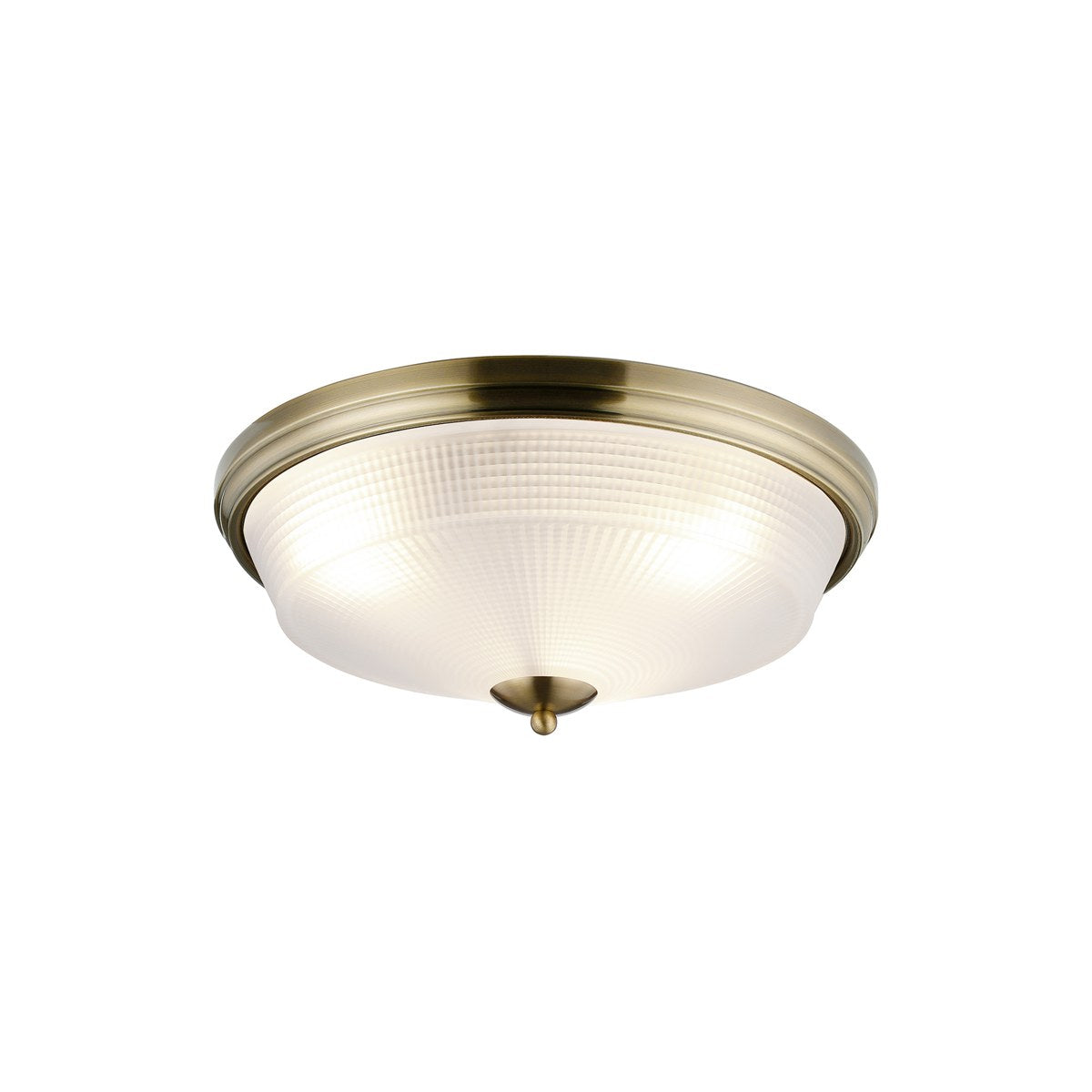 Regent Lourdes 3 Light 438mm E27 Flush Ceiling Light - Antique Brass / Frosted