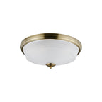 Regent Lourdes 3 Light 438mm E27 Flush Ceiling Light - Antique Brass / Frosted