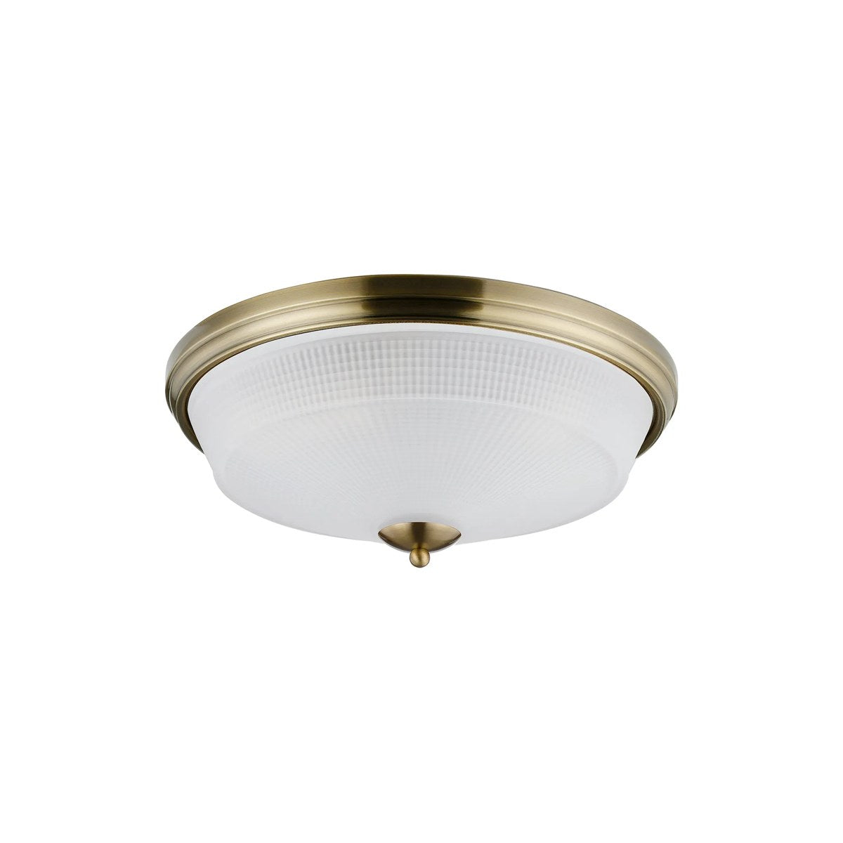 Regent Lourdes 3 Light 438mm E27 Flush Ceiling Light - Antique Brass / Frosted