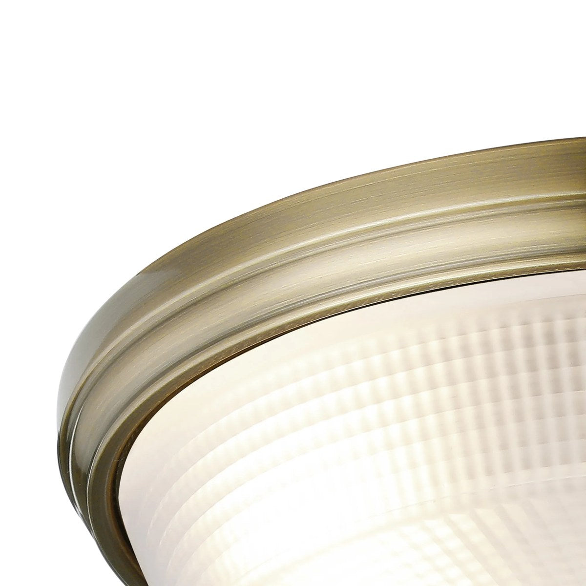Regent Lourdes 3 Light 438mm E27 Flush Ceiling Light - Antique Brass / Frosted