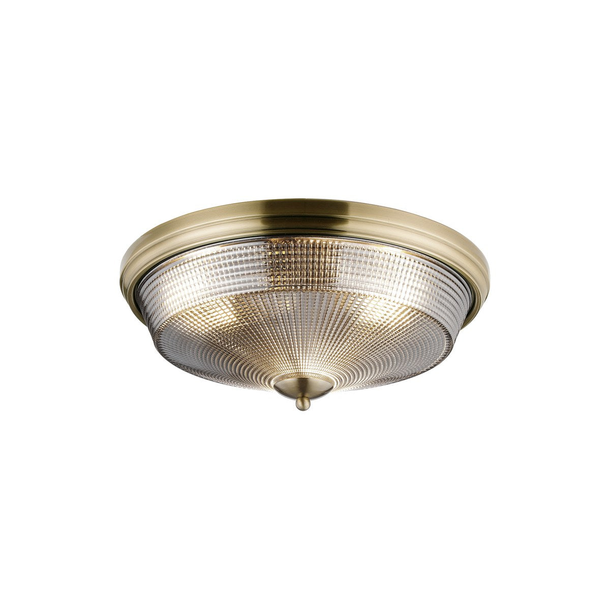 Regent Lourdes 3 Light 438mm E27 Flush Ceiling Light - Antique Brass / Smoke