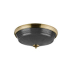 Regent Lourdes 3 Light 438mm E27 Flush Ceiling Light - Antique Brass / Smoke
