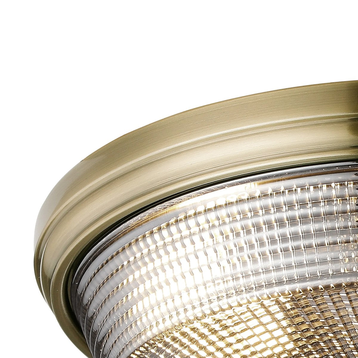 Regent Lourdes 3 Light 438mm E27 Flush Ceiling Light - Antique Brass / Smoke