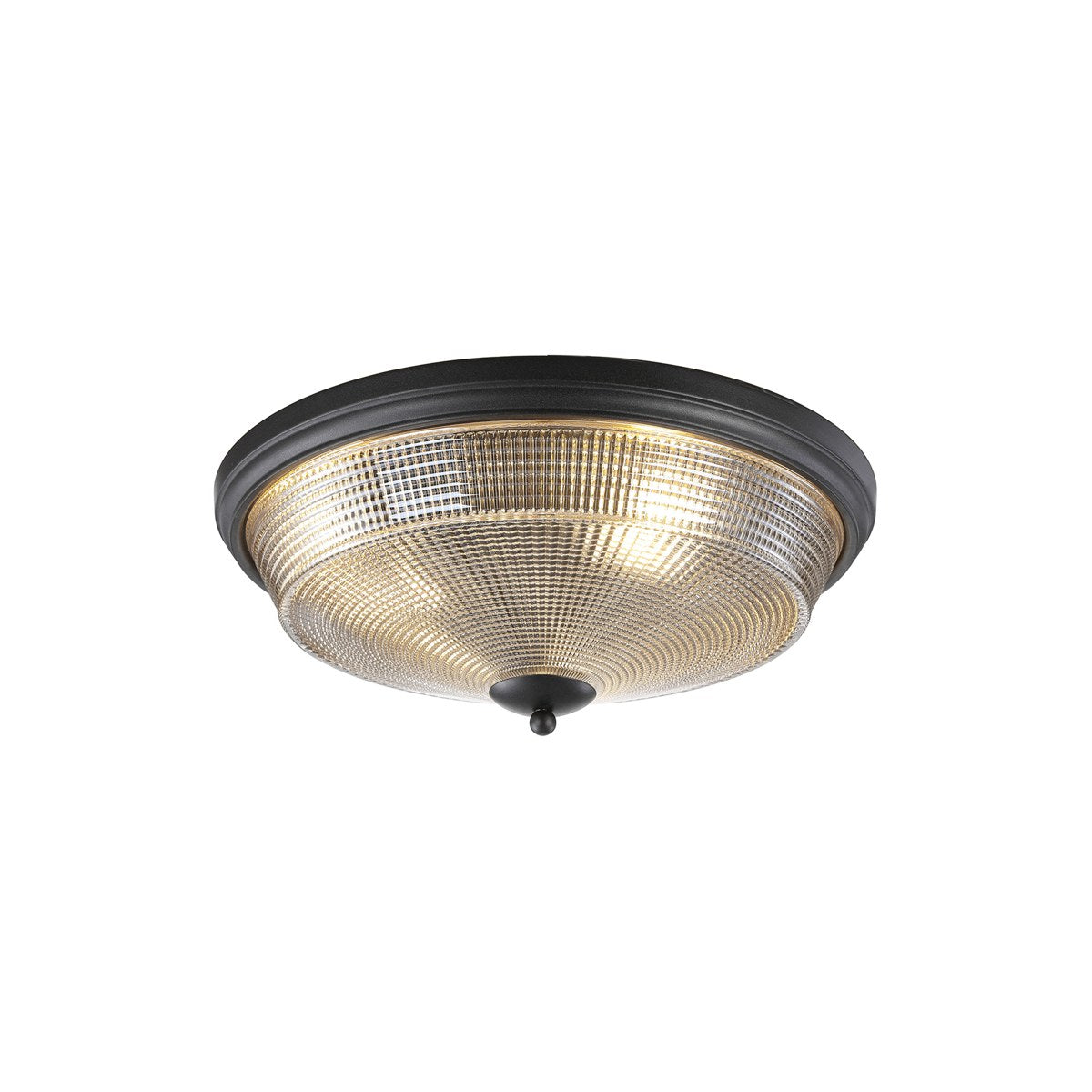 Regent Lourdes 3 Light 438mm E27 Flush Ceiling Light - Satin Black / Amber