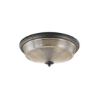 Regent Lourdes 3 Light 438mm E27 Flush Ceiling Light - Satin Black / Amber
