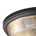 Regent Lourdes 3 Light 438mm E27 Flush Ceiling Light - Satin Black / Amber