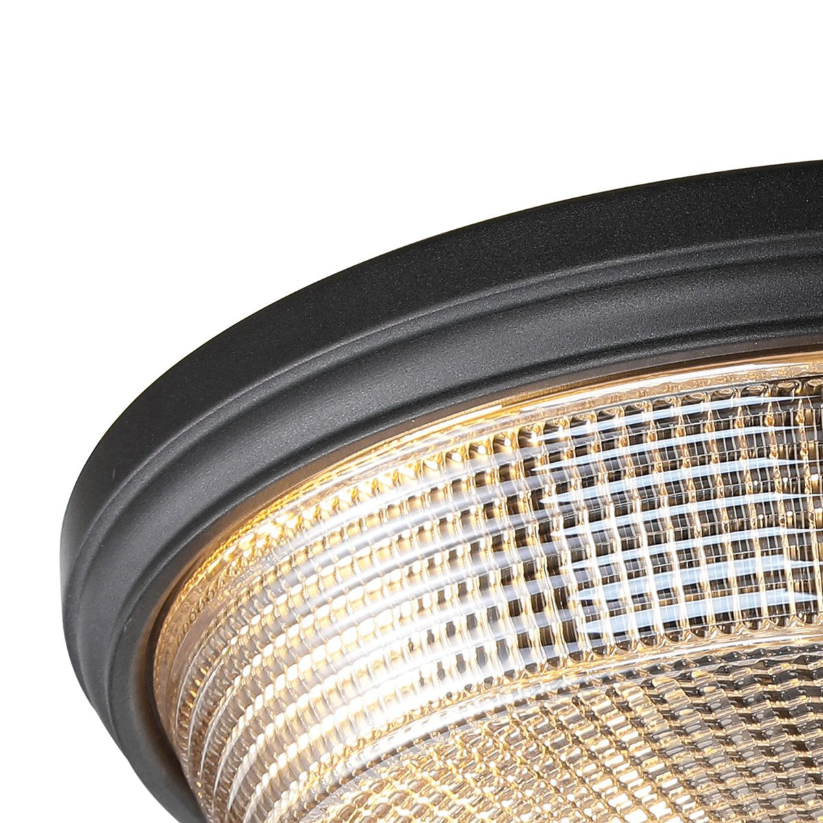 Regent Lourdes 3 Light 438mm E27 Flush Ceiling Light - Satin Black / Amber