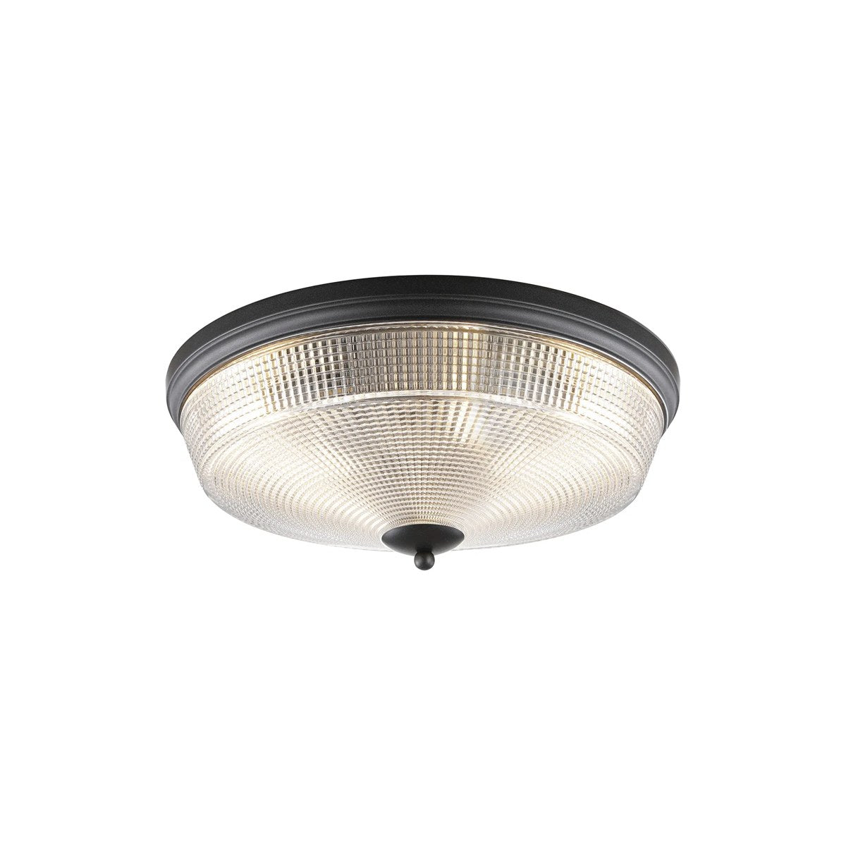 Regent Lourdes 3 Light 438mm E27 Flush Ceiling Light - Satin Black / Clear
