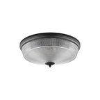 Regent Lourdes 3 Light 438mm E27 Flush Ceiling Light - Satin Black / Clear