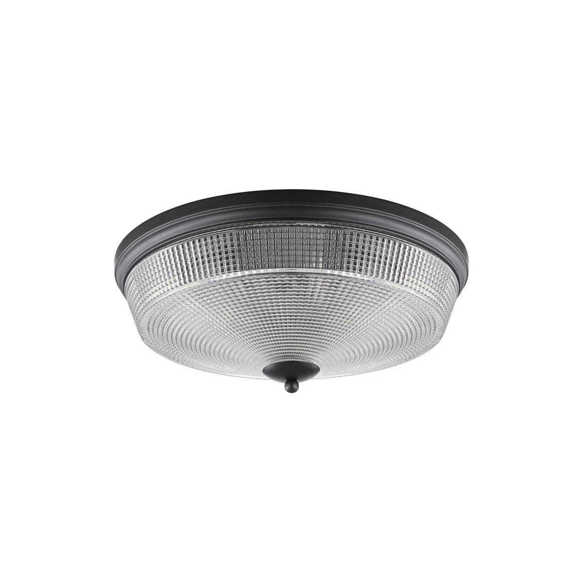 Regent Lourdes 3 Light 438mm E27 Flush Ceiling Light - Satin Black / Clear