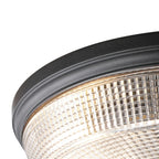 Regent Lourdes 3 Light 438mm E27 Flush Ceiling Light - Satin Black / Clear
