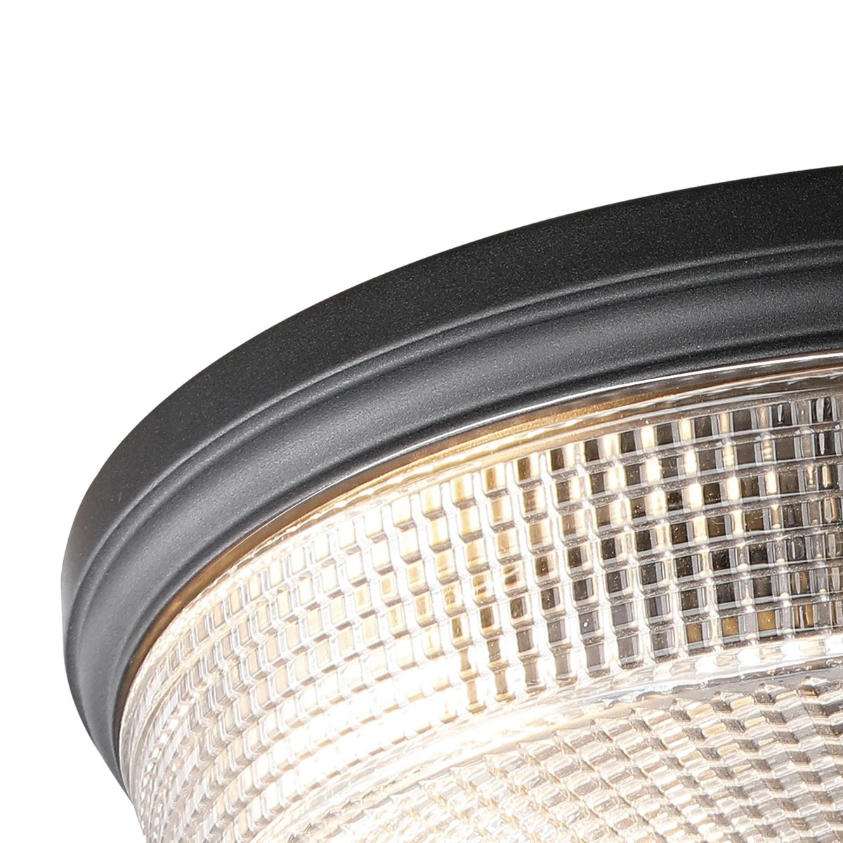 Regent Lourdes 3 Light 438mm E27 Flush Ceiling Light - Satin Black / Clear