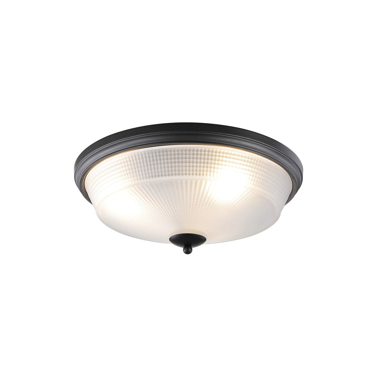 Regent Lourdes 3 Light 438mm E27 Flush Ceiling Light - Satin Black / Frosted