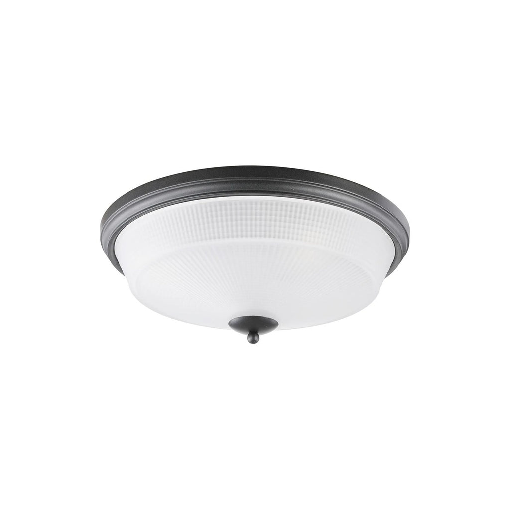 Regent Lourdes 3 Light 438mm E27 Flush Ceiling Light - Satin Black / Frosted