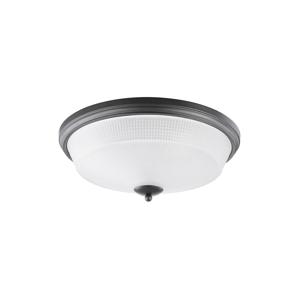 Regent Lourdes 3 Light 438mm E27 Flush Ceiling Light - Satin Black / Frosted