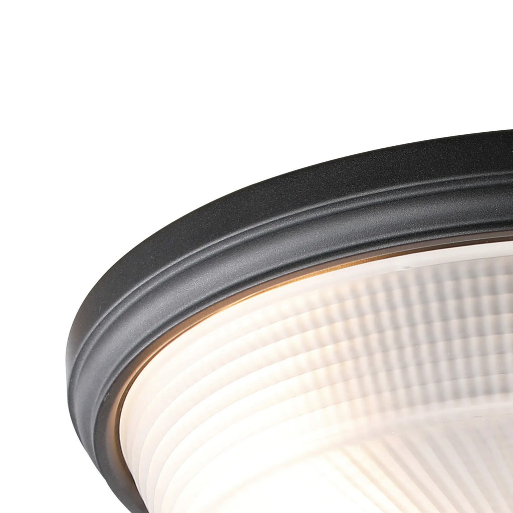 Regent Lourdes 3 Light 438mm E27 Flush Ceiling Light - Satin Black / Frosted