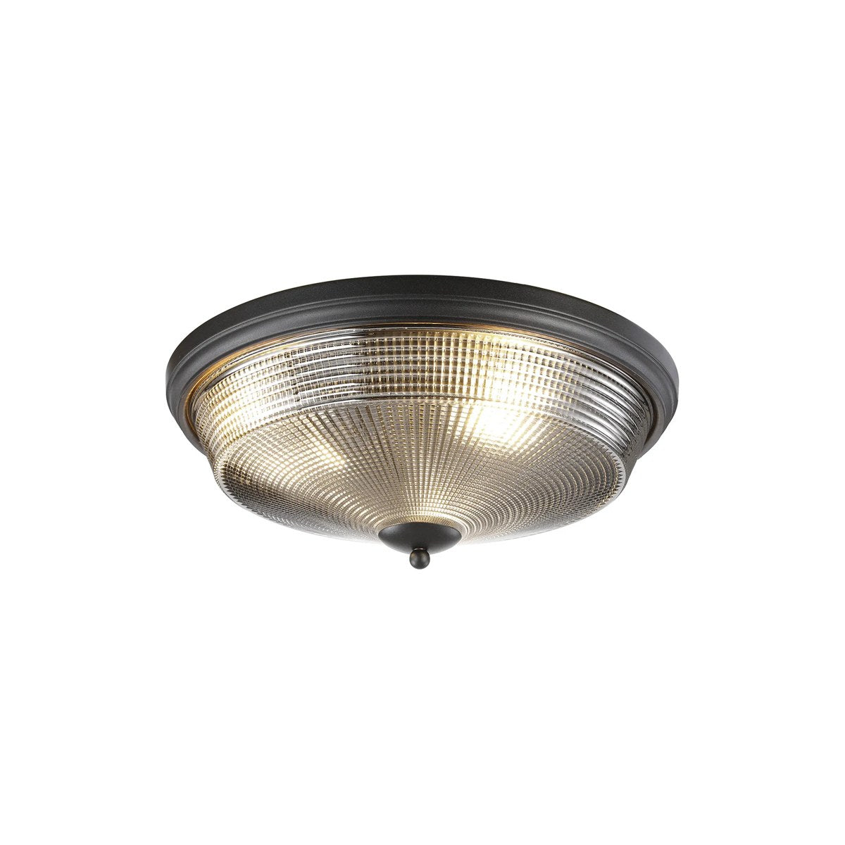 Regent Lourdes 3 Light 438mm E27 Flush Ceiling Light - Satin Black / Smoke