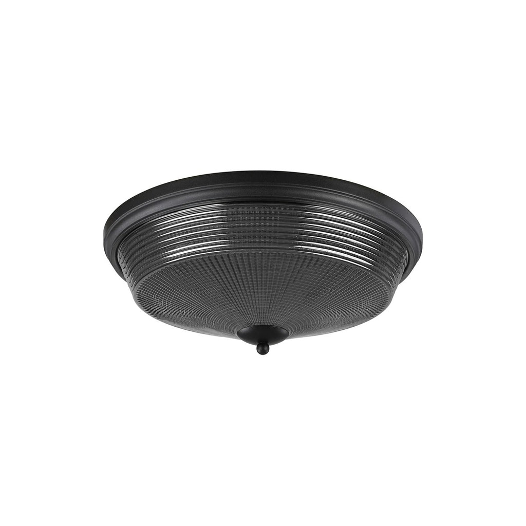 Regent Lourdes 3 Light 438mm E27 Flush Ceiling Light - Satin Black / Smoke