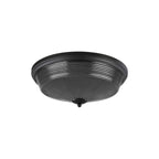 Regent Lourdes 3 Light 438mm E27 Flush Ceiling Light - Satin Black / Smoke