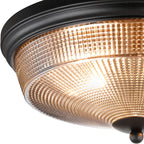 Regent Lourdes 3 Light 438mm E27 Flush Ceiling Light - Satin Black / Smoke