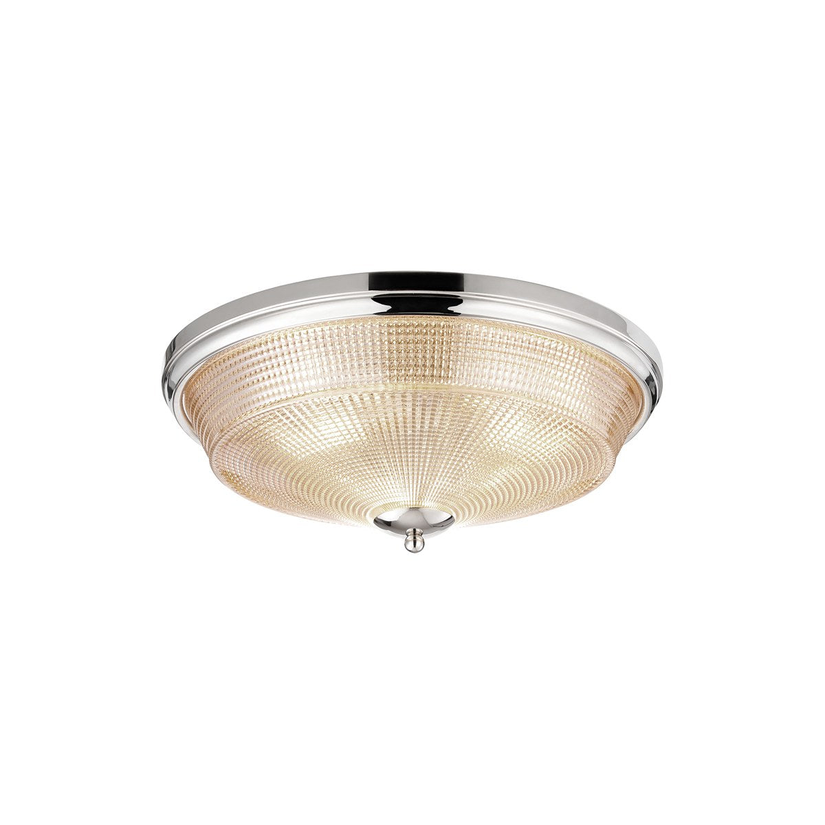 Regent Lourdes 3 Light 438mm E27 Flush Ceiling Light - Polished Nickel / Amber