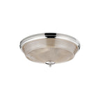 Regent Lourdes 3 Light 438mm E27 Flush Ceiling Light - Polished Nickel / Amber