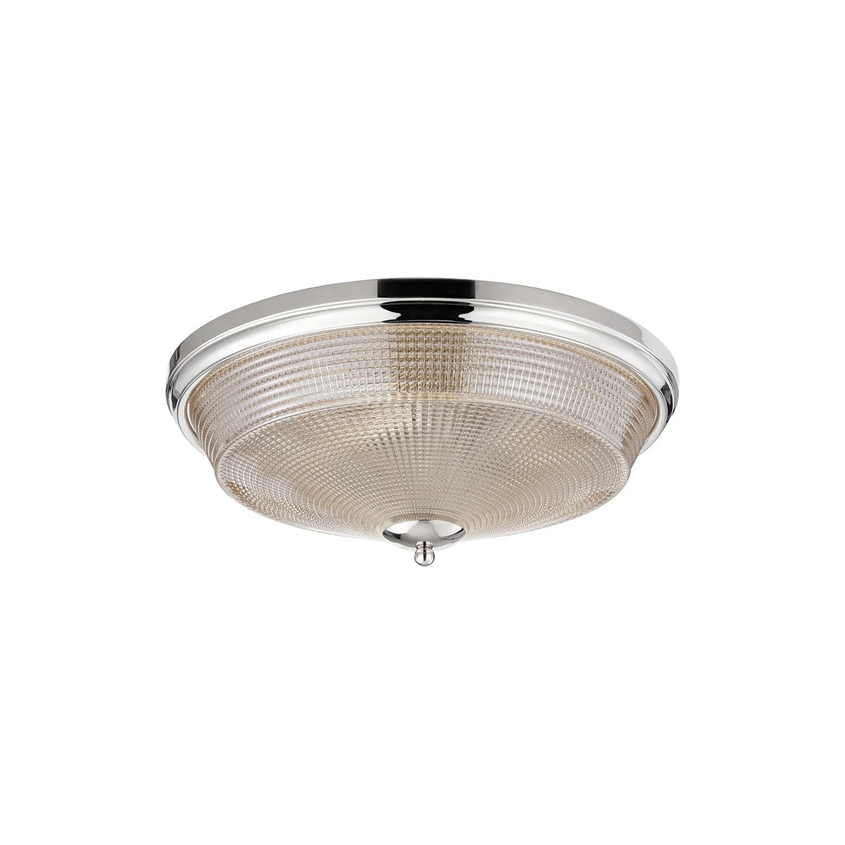 Regent Lourdes 3 Light 438mm E27 Flush Ceiling Light - Polished Nickel / Amber