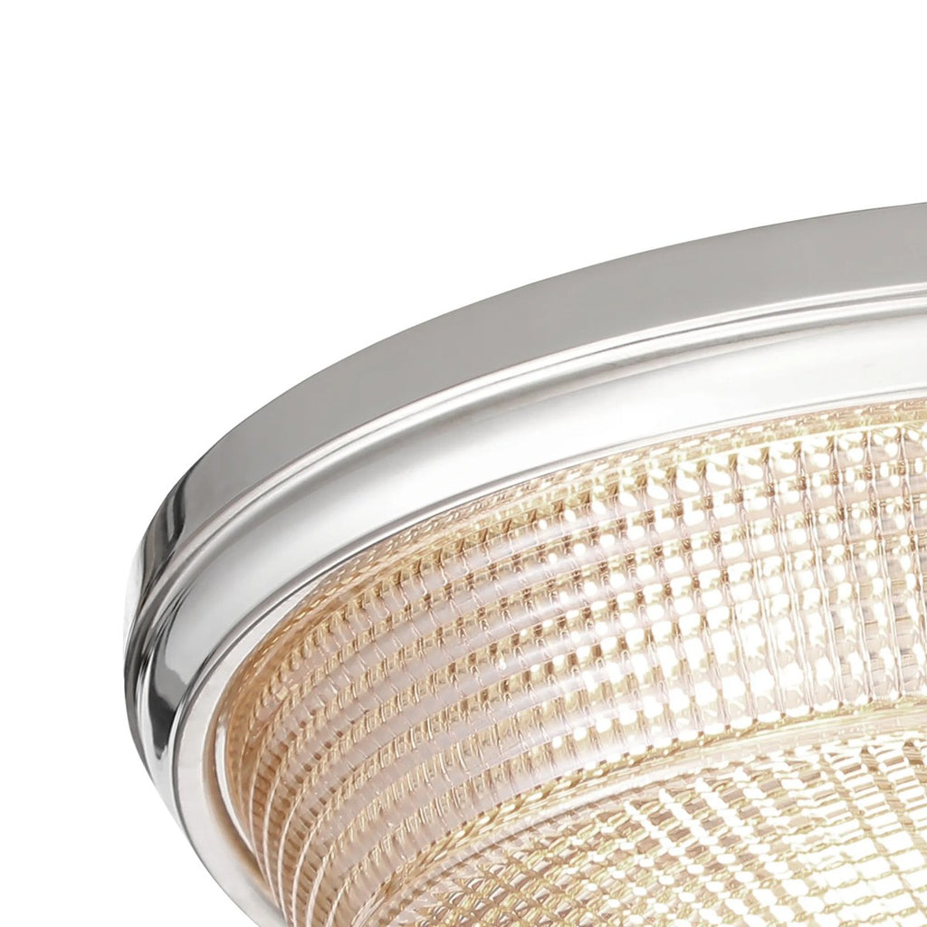 Regent Lourdes 3 Light 438mm E27 Flush Ceiling Light - Polished Nickel / Amber